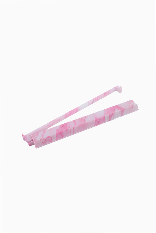 Pink quartz mahjong rack and pusher, long clear pink piece