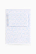 Light blue printed cotton sheet set, flat folded view