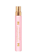 Sweetheart Eau de Parfum travel spray bottle, pink with gold cap and ribbon accents