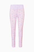Light mauve mixed-print leggings, flat lay front view, full-length