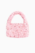 Pink hand-beaded sequin mini purse with top handle