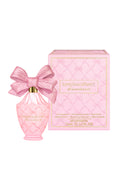 Pink perfume bottle with glitter bow and matching rectangular gift box