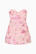 Sommaire Sculptural Appliqué strapless pink floral mini dress