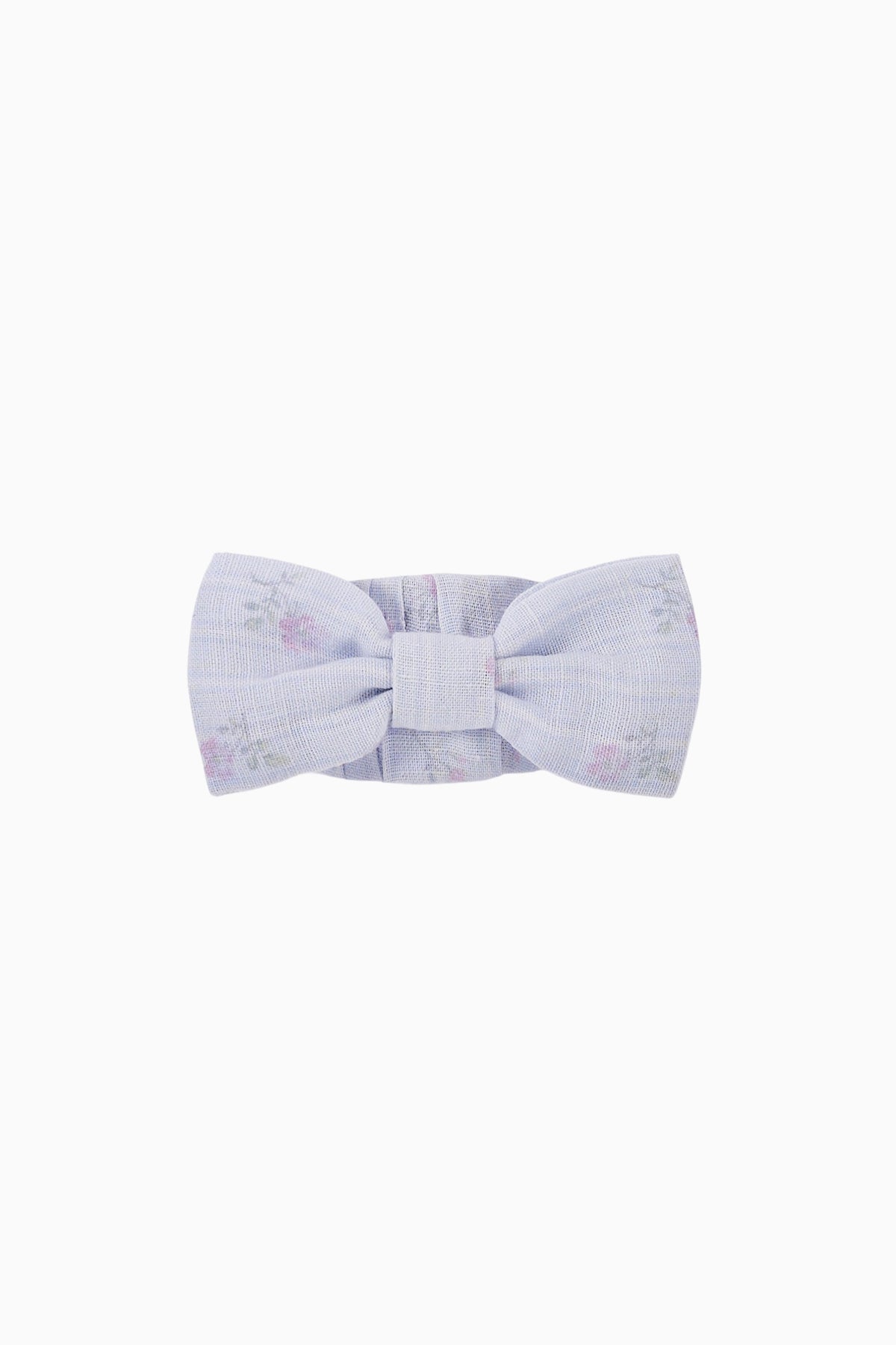 Light blue floral fabric bow napkin ring