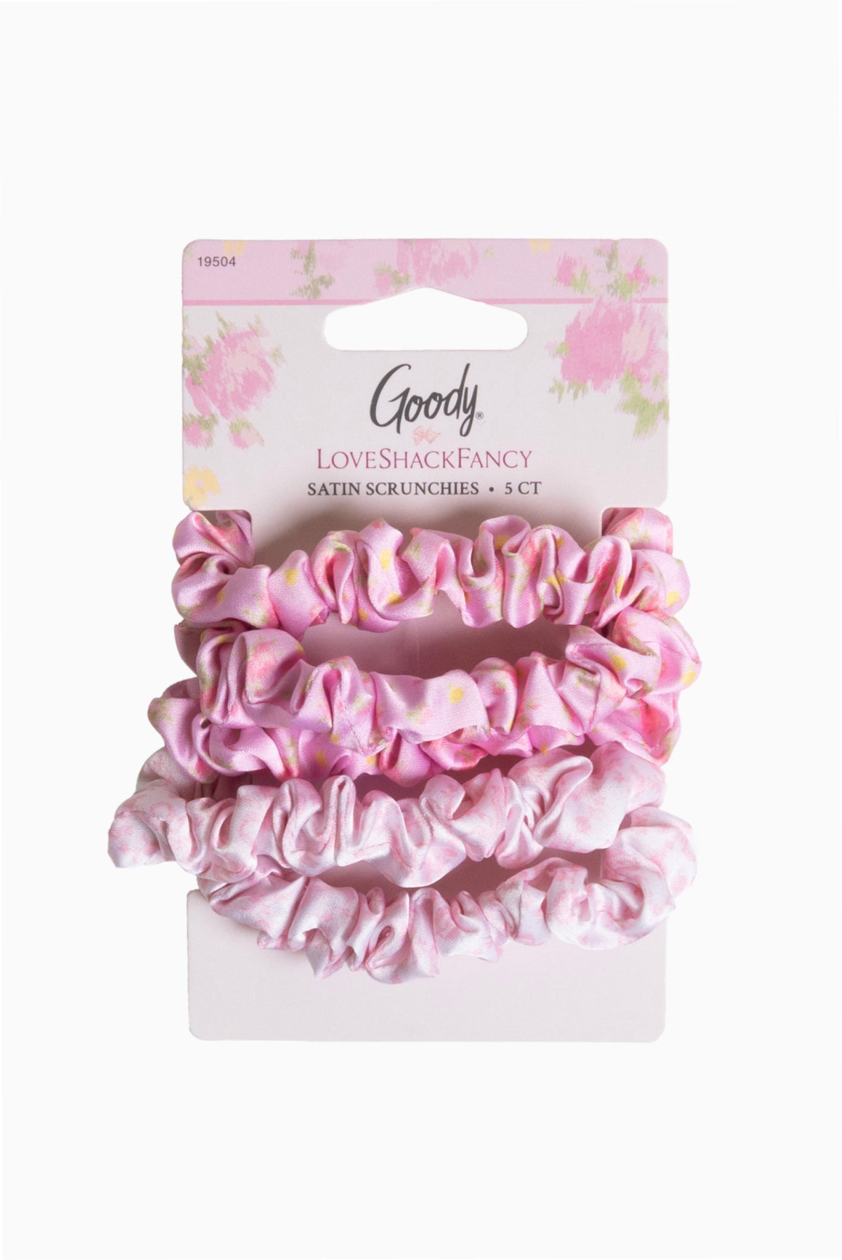 Satin scrunchie set of 5, pink ruffled hair ties (Ikat Rose)