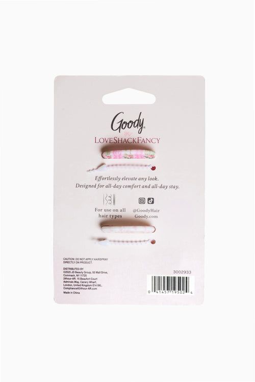 Two-pack small claw clips on card, pink floral bow design