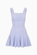 Lavender stretch pointelle mini dress with square neckline and spaghetti straps