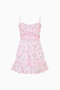 Tween pink floral tiered sundress with spaghetti straps