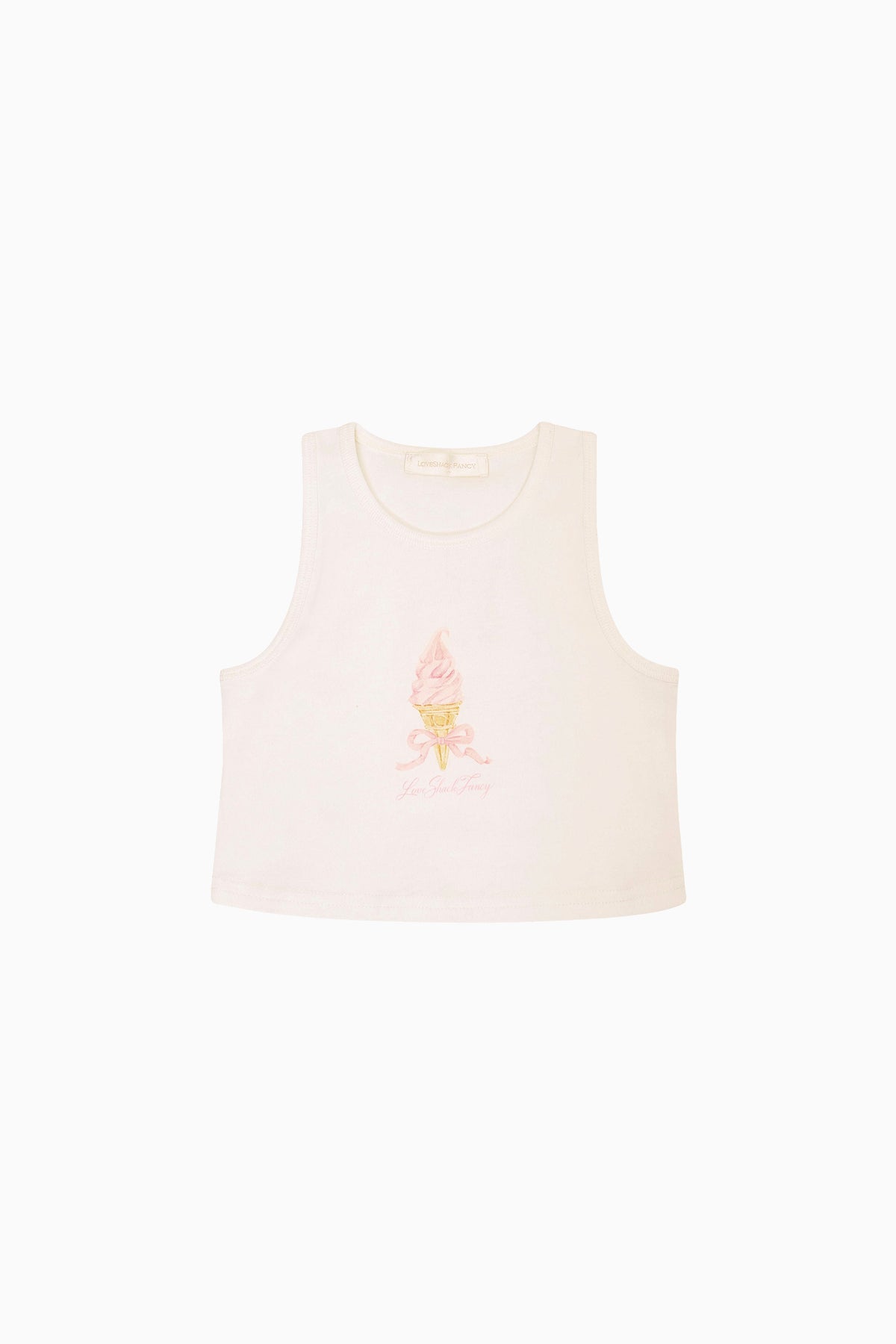 Tween vanilla sleeveless tank top with small front glitter graphic