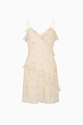 Girls floral chiffon dress with ruffled tiers and spaghetti straps, pale cream