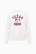 White Texas cheer pullover with 'TEXAS CHEER' front graphic