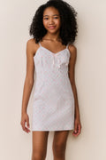 Floral cotton mini dress with spaghetti straps, V-neck, and pink flower print