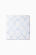 Blue printed wash cloth with a geometric lattice pattern