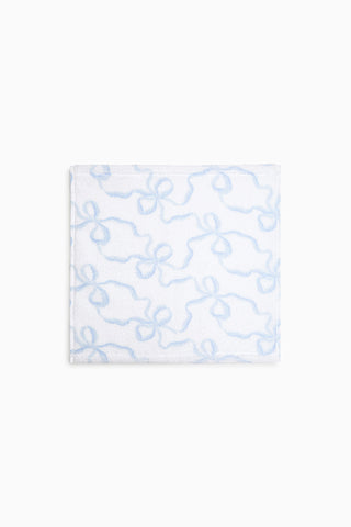Cotton wash cloth, light blue with ornate swirl pattern