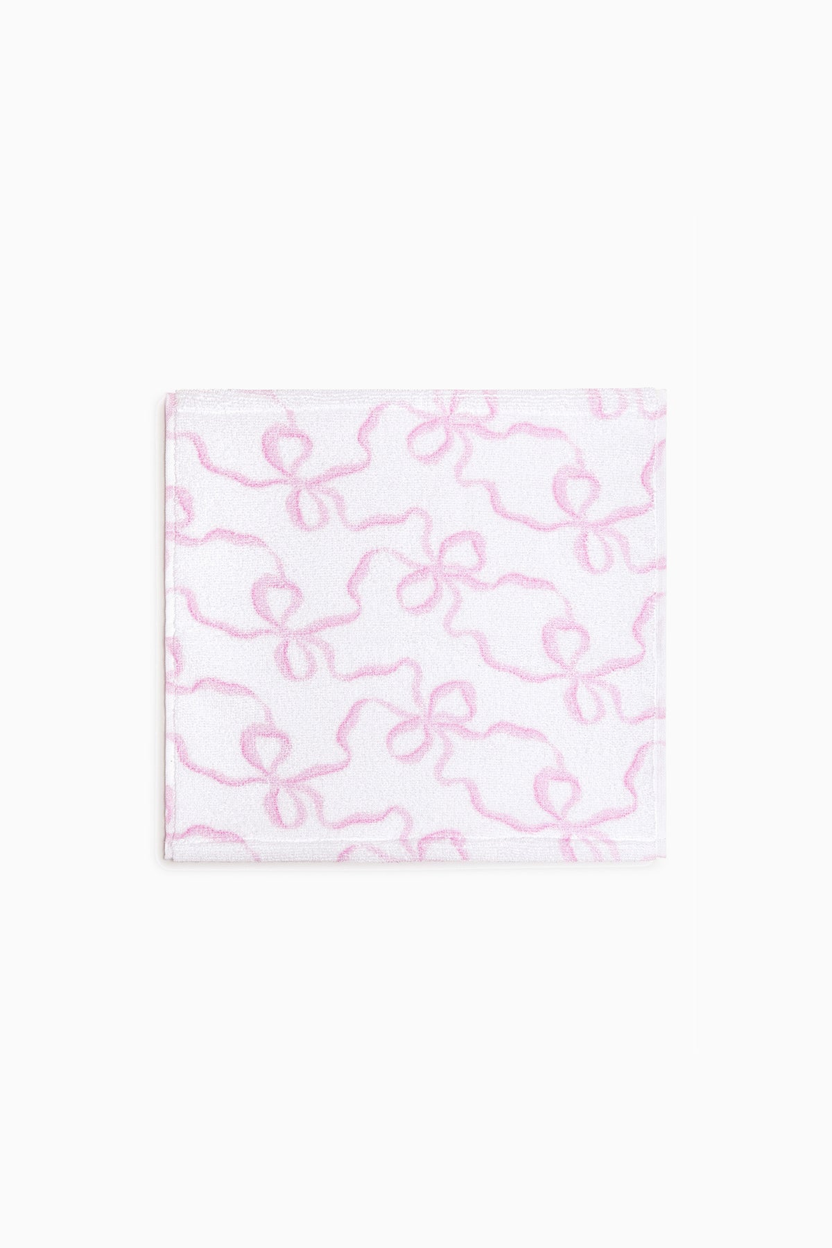 Pink bow-pattern cotton wash cloth