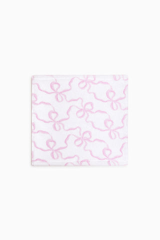 Pink bow-pattern cotton wash cloth