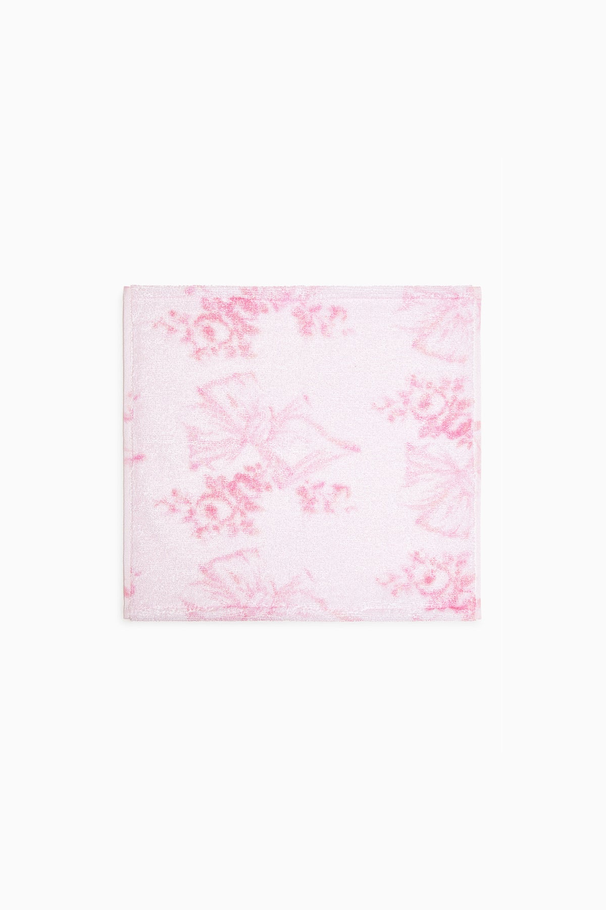 Pink floral-pattern cotton wash cloth
