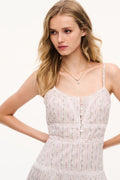 Cotton floral sundress with spaghetti straps and vertical button-front detail