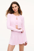 Cropped zip active jacket with bow print, keyhole neckline, long sleeves