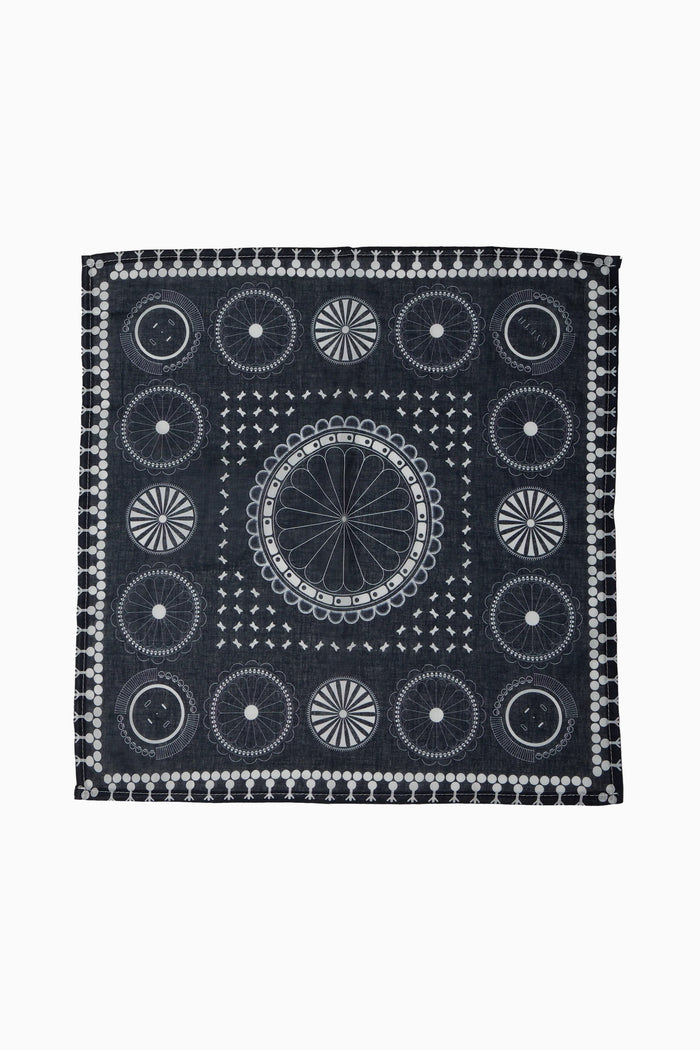 Navy cotton bandana with circular medallion pattern