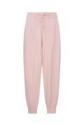 Light blush wool-cashmere joggers with drawstring waist and cuffed hems