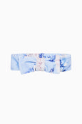 Light blue bow face-wash headband with padded knot and gathered band