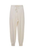 Ivory wool-cashmere joggers with drawstring waist and cuffed hems