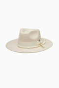 Wyeth Boone linen wide-brim hat, light beige crown and brim with tied side detail
