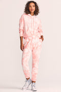 Blex jogger sweatpants, light pink tie-dye with drawstring and side pockets