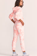 Blex jogger sweatpants, light pink tie-dye back view with tapered jogger leg